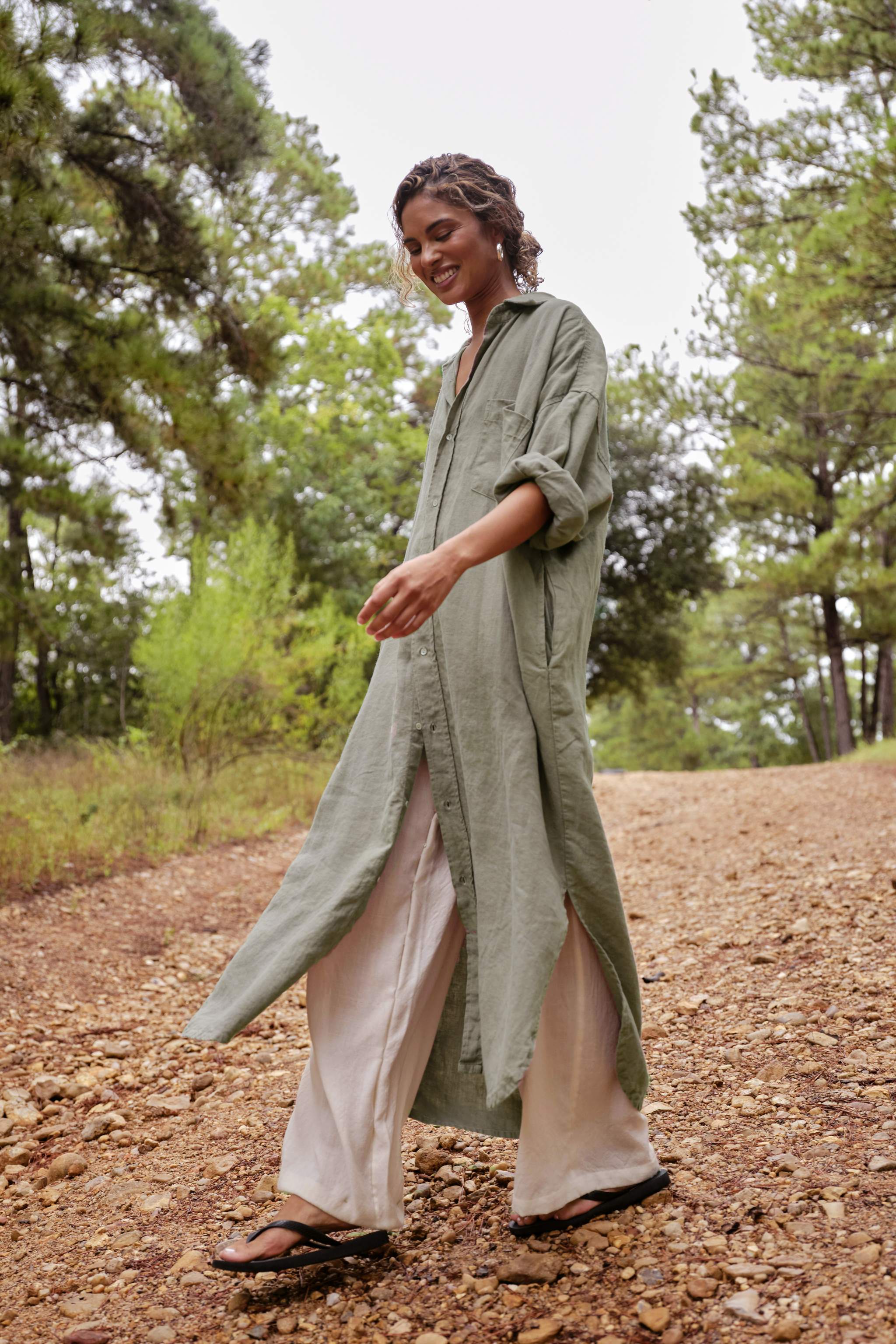 MAMNE Florence Shirt Dress - Sage | Garmentory