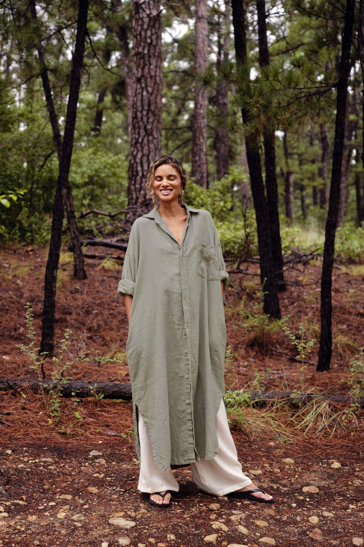 slim fit dress slacks Women's Made The Right Call Sage Green Collared Midi T-Shirt Dress | Size: L main image 0