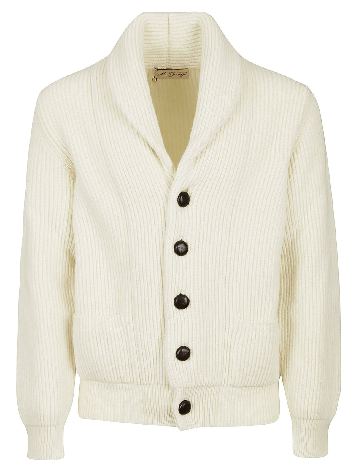 MCGEORGE SHAWL CARDIGAN - MOULINE GREY/VERDE/GREGGIO ECRU | Garmentory