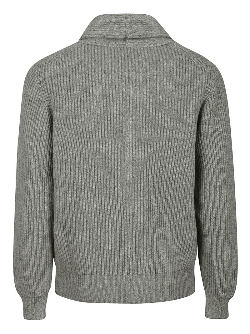 MCGEORGE SHAWL CARDIGAN - MOULINE GREY/VERDE/GREGGIO ECRU