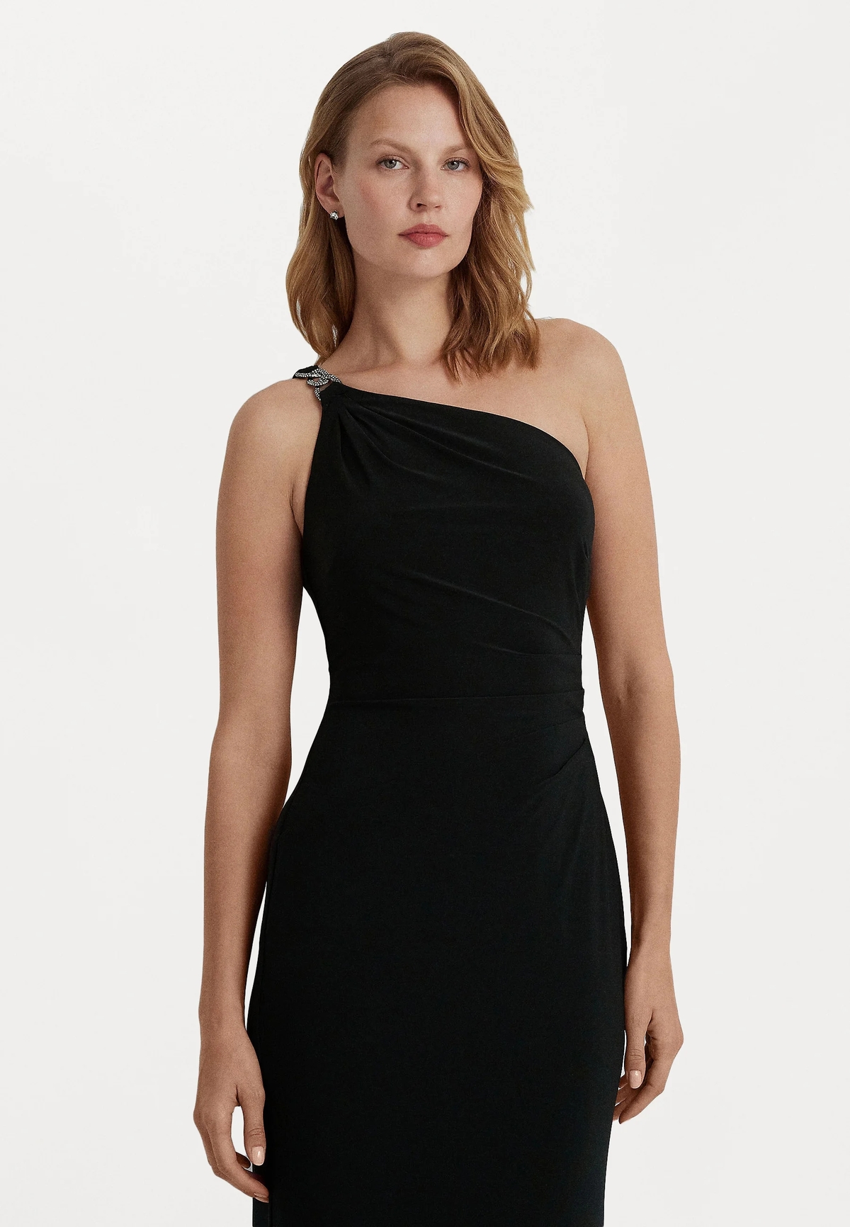 Lauren Ralph Lauren Belina One Shoulder Evening Dress - Black | Garmentory