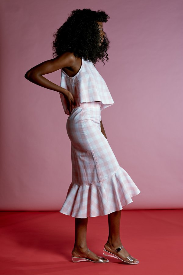 Wolcott : Takemoto Joan Skirt - Pink Gingham Wolcott : Takemoto Joan Skirt - Pink Gingham