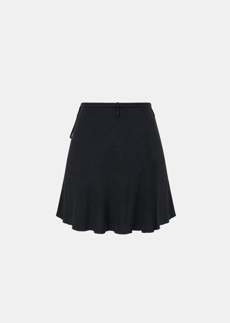 The Odder Side June Wrap Tied Skirt Flowy Skirt - Black