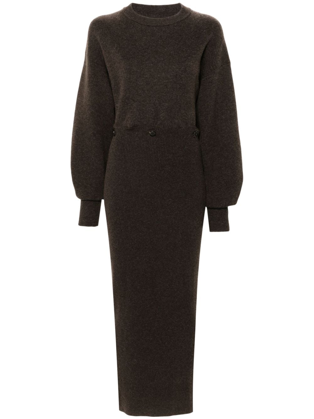 Nanushka ROUNDED SLEEVE MIDI DRESS 新品タグ付 Nanushka Zothy Merino Midi Dress - Coffee | Garmentory