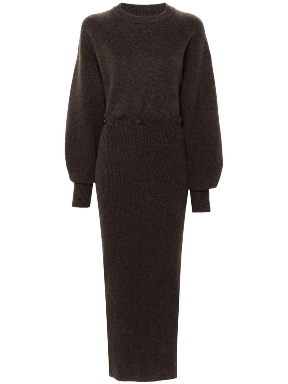 Nanushka Zothy Merino Midi Dress - Coffee | Garmentory