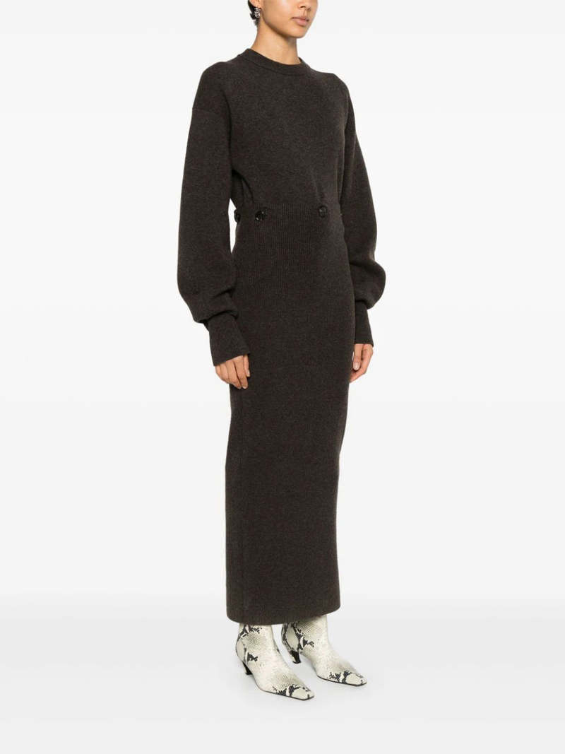 Nanushka Zothy Merino Midi Dress - Coffee | Garmentory