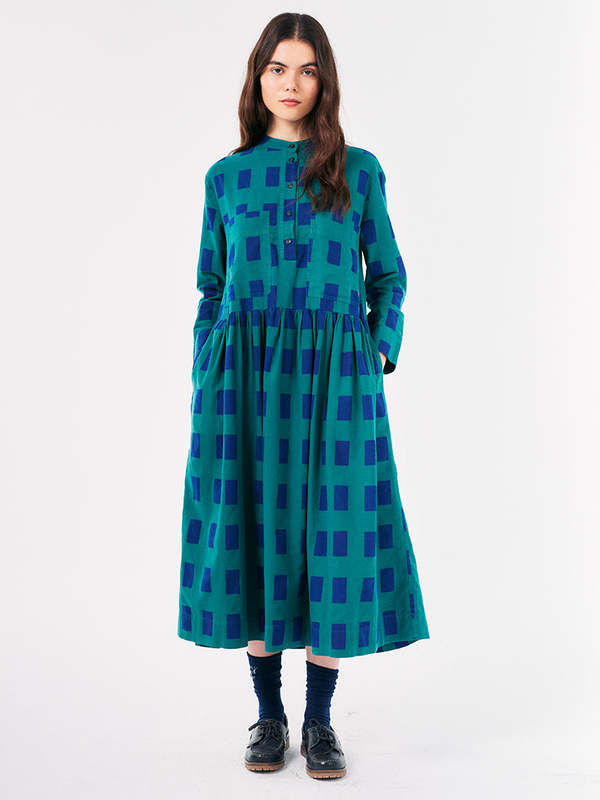 Bobo Choses Check Loose Fit Dress - Green/Blue | Garmentory