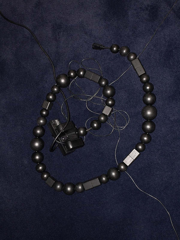Bless Cablejewellery Extension Cord, Wood Pearls, Black (Longer