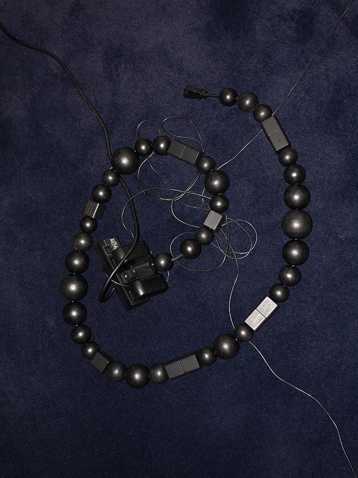 Bless Cablejewellery Extension Cord, Wood Pearls, Black (Longer