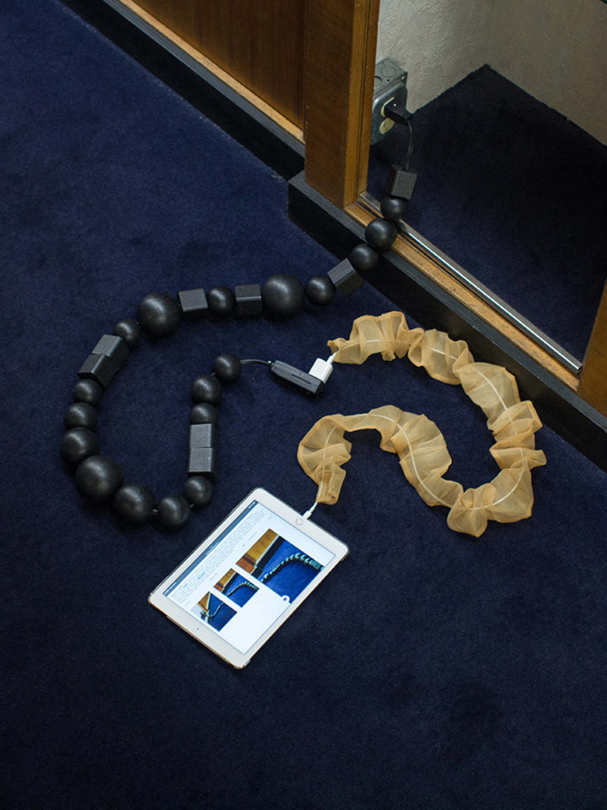 Bless Cablejewellery Extension Cord, Wood Pearls, Black (Longer
