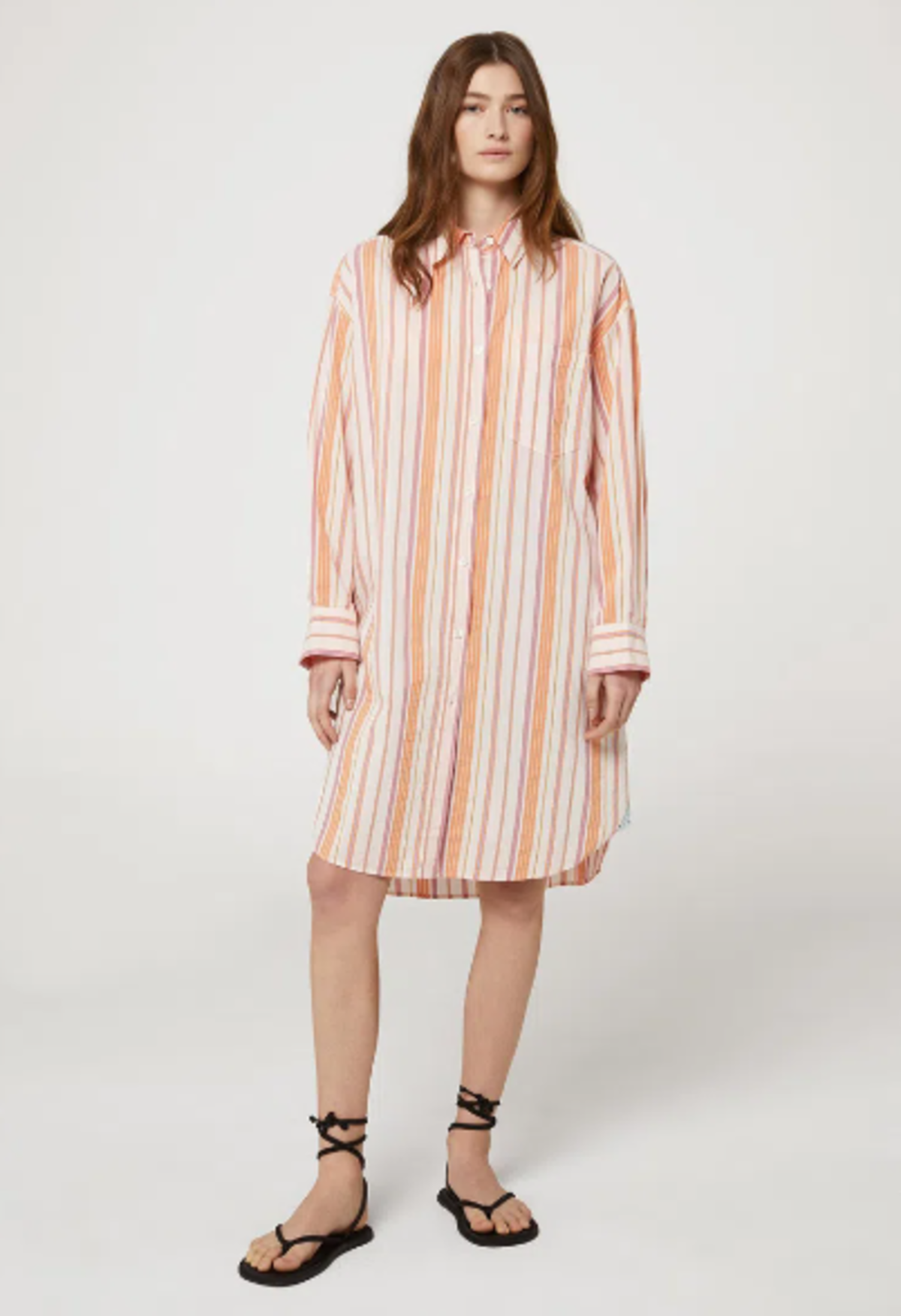 mango striped shirt dress Striped shirt dress with knot - Women