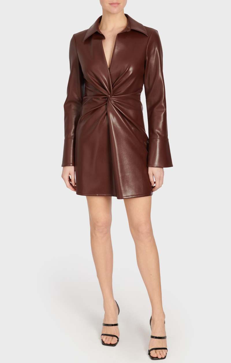 Cinq  Sept Vegan Leather Mckenna Dress - Tobacco | Garmentory