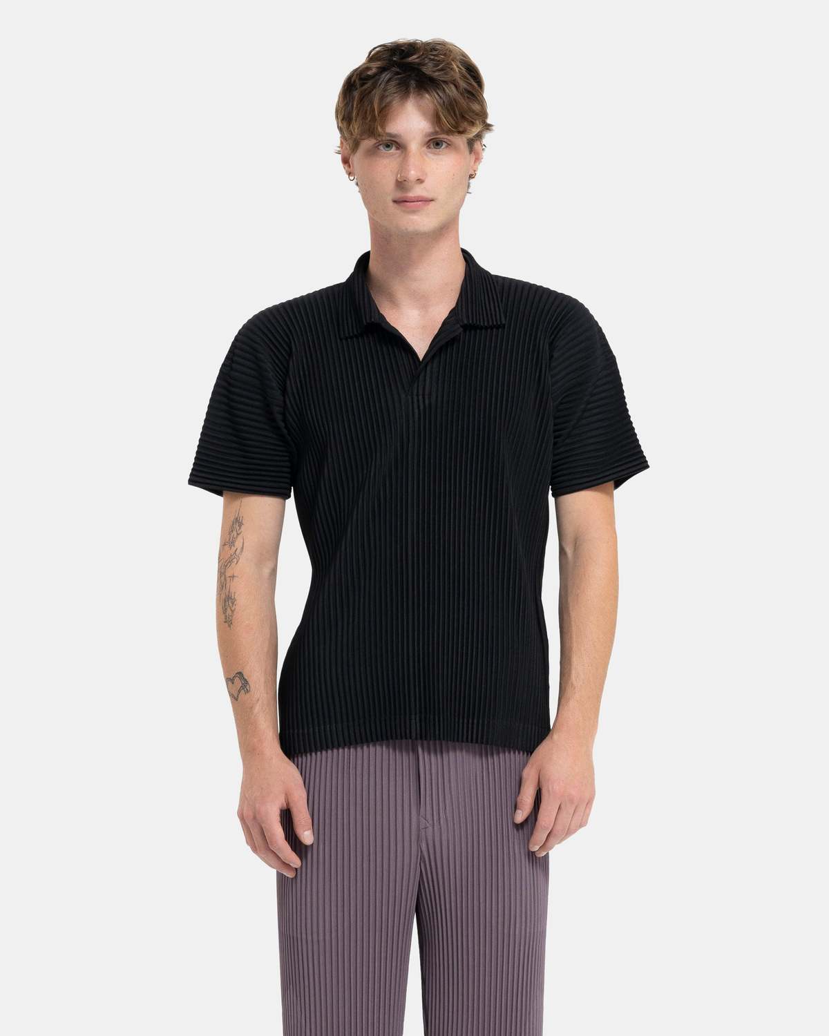 HOMME PLISSE ISSEY MIYAKE Basic Pleated Polo - Black | Garmentory