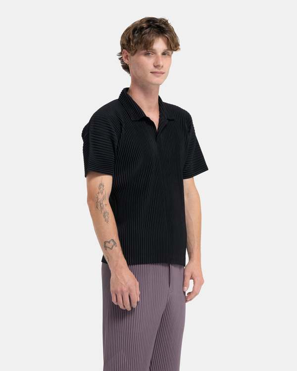 HOMME PLISSE ISSEY MIYAKE Basic Pleated Polo - Black | Garmentory