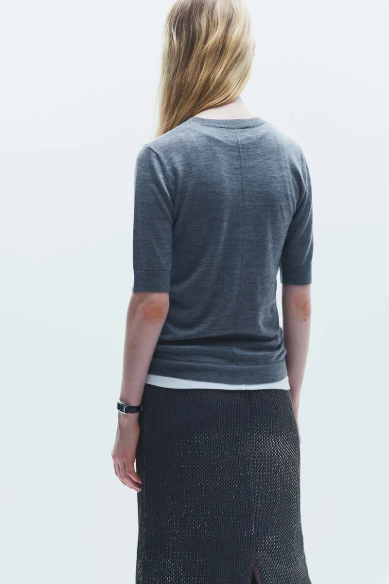 Saint Art New York Lucia Short Sleeve Sweater - Heather Grey Saint Art New York Lucia Short Sleeve Sweater - Heather Grey