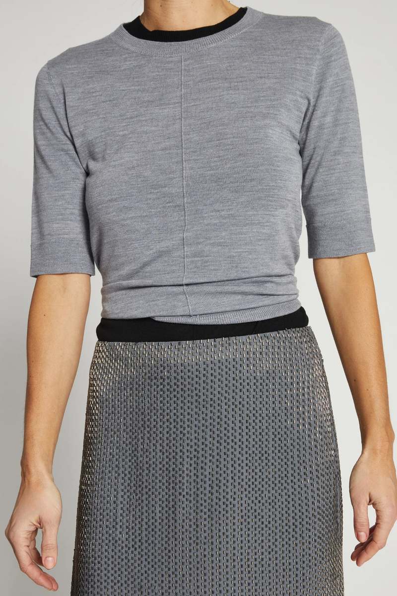 Saint Art New York Lucia Short Sleeve Sweater - Heather Grey Saint Art New York Lucia Short Sleeve Sweater - Heather Grey