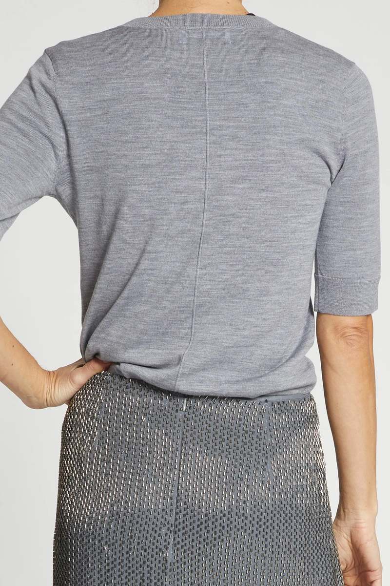 Saint Art New York Lucia Short Sleeve Sweater - Heather Grey Saint Art New York Lucia Short Sleeve Sweater - Heather Grey