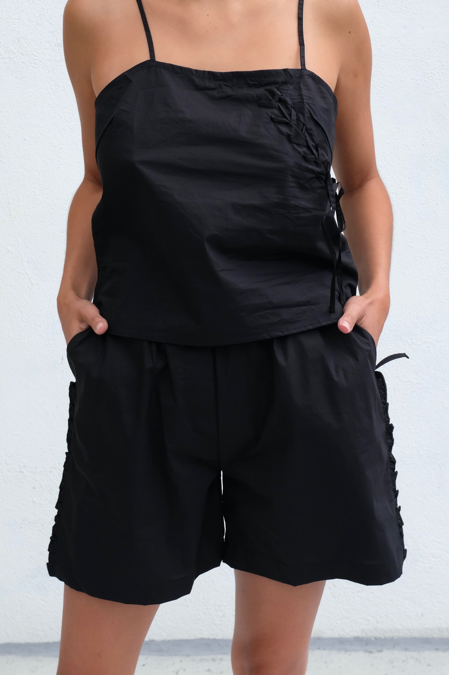 The Drew Eyelet Denim Top (Black)