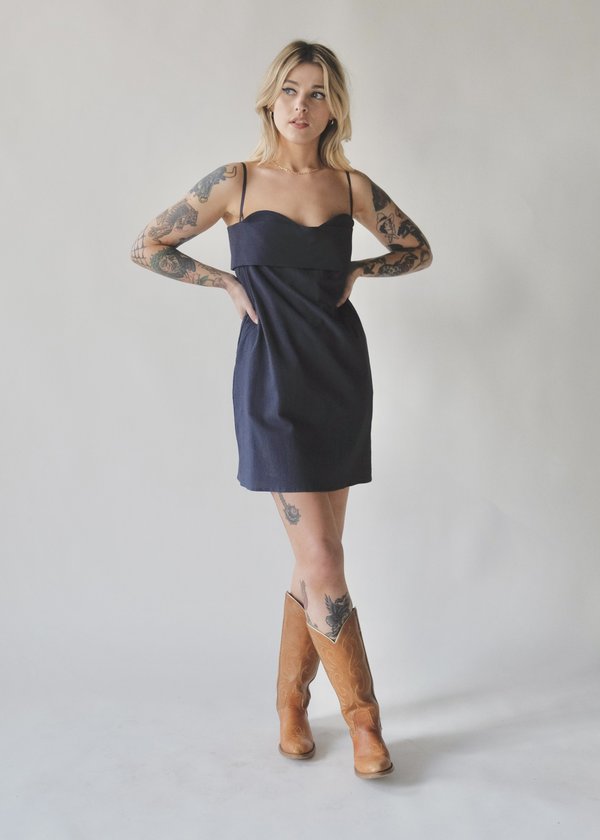 Toit Volant Verona Dress Short - Navy Seersucker | Garmentory
