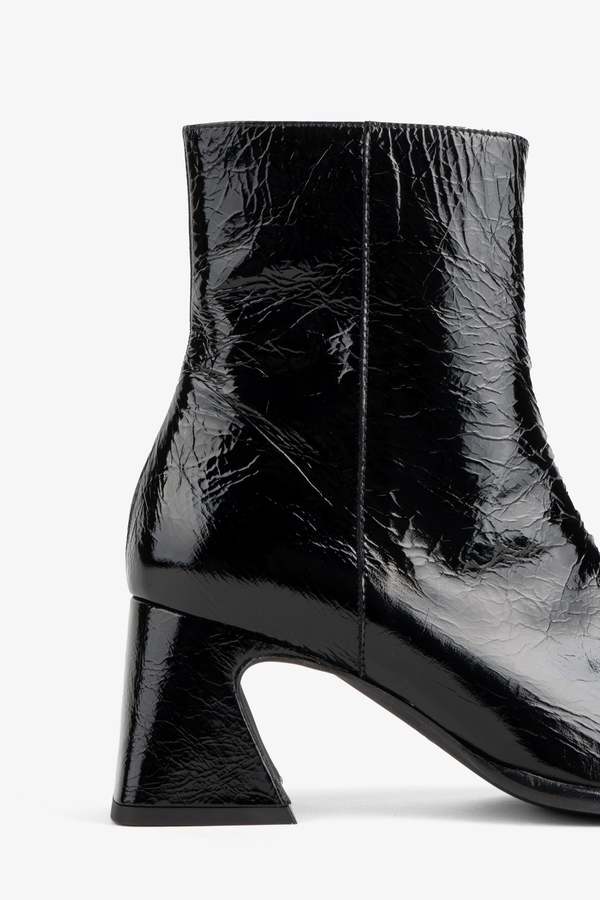 "INTENTIONALLY __________." TAFFY PATENT LEATHER HEELED BOOT - OLIVE/WHISKEY/BLACK "INTENTIONALLY __________." TAFFY PATENT LEATHER HEELED BOOT - OLIVE/WHISKEY/BLACK