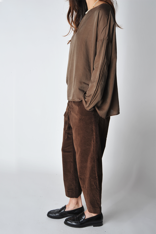 Coffee Velvet Short and Wide Trousers