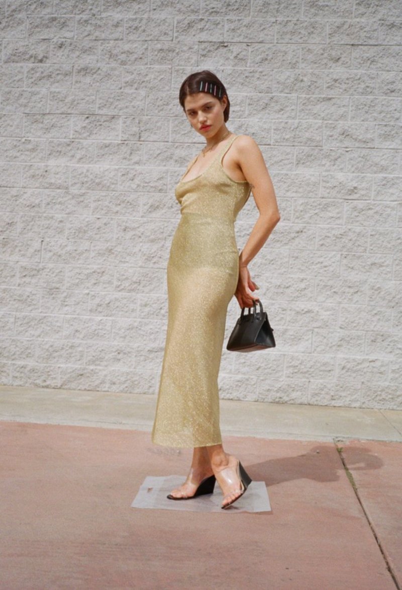 Priscavera Low Back Dress Gold | Garmentory Priscavera Low Back Dress Gold | Garmentory