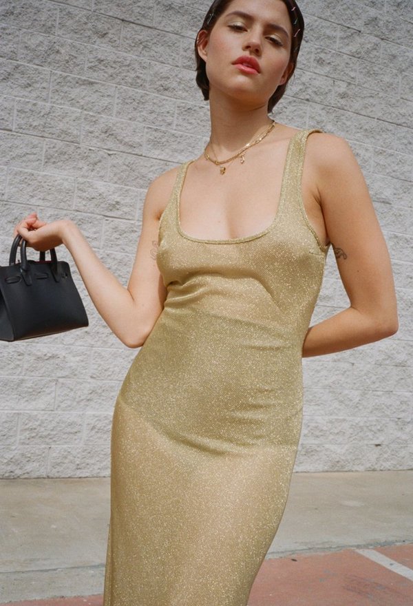 Priscavera Low Back Dress Gold | Garmentory