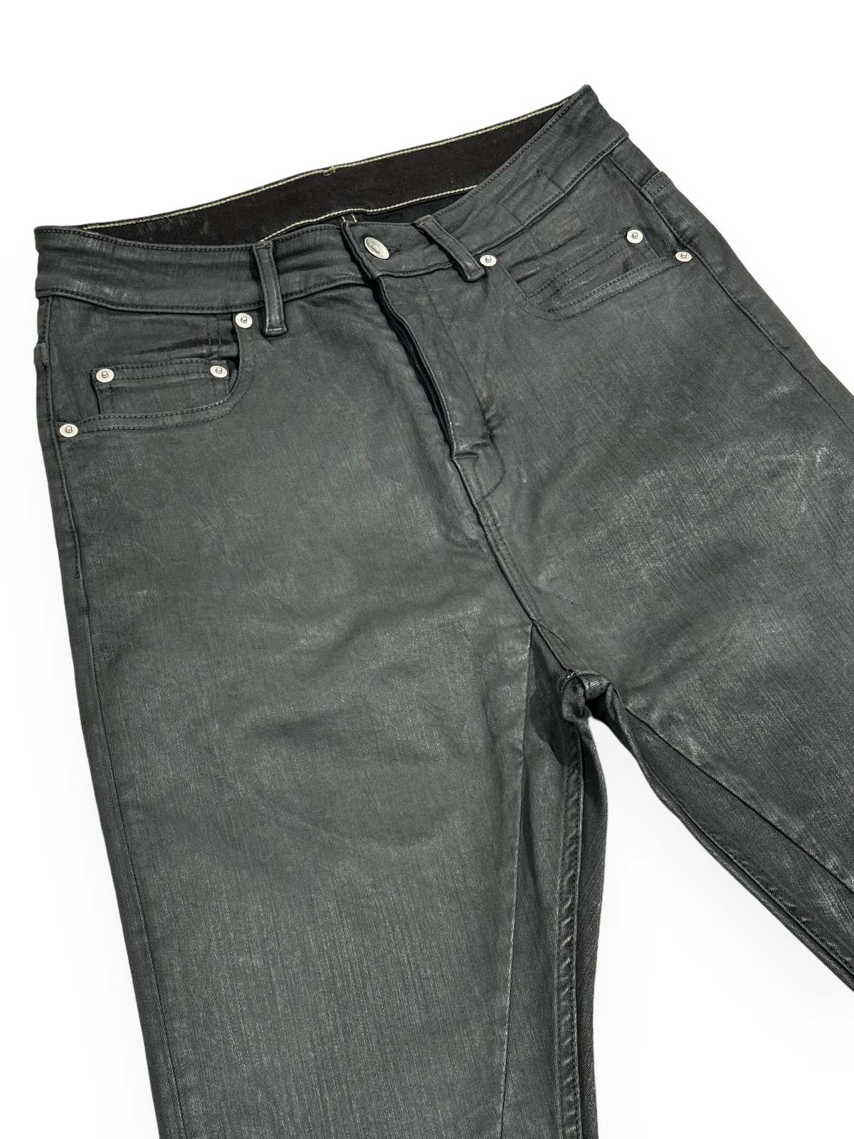 パンツ Rick Owens Waxed Detroit Cut SBW 28 DRKSHDW by Rick Owens Detroit Cut Jean in Black Wax | REVOLVE