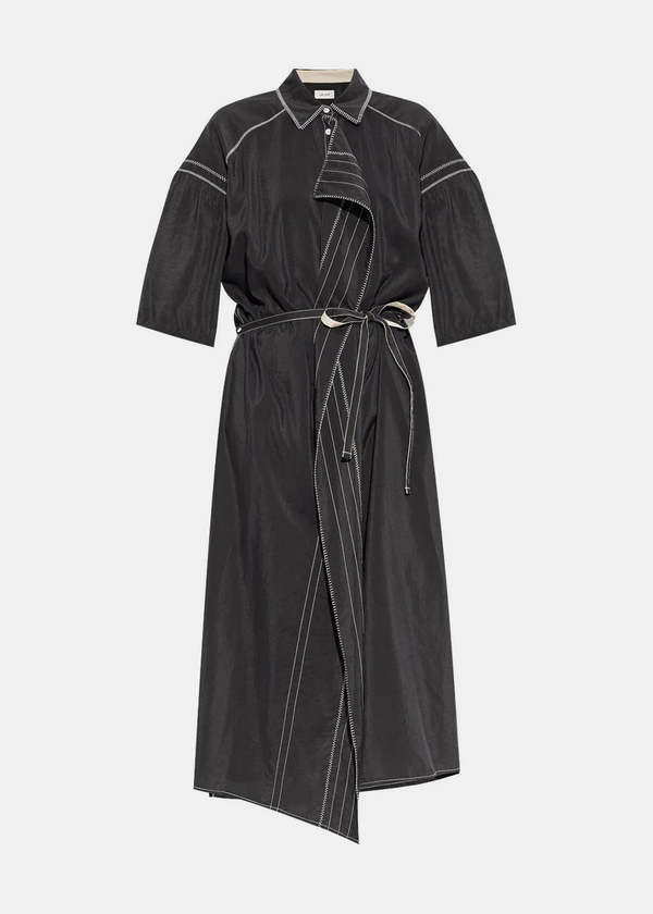 sachin and babi light blue dress Lemaire Embroidered Asymmetrical Shirt Dress - Black