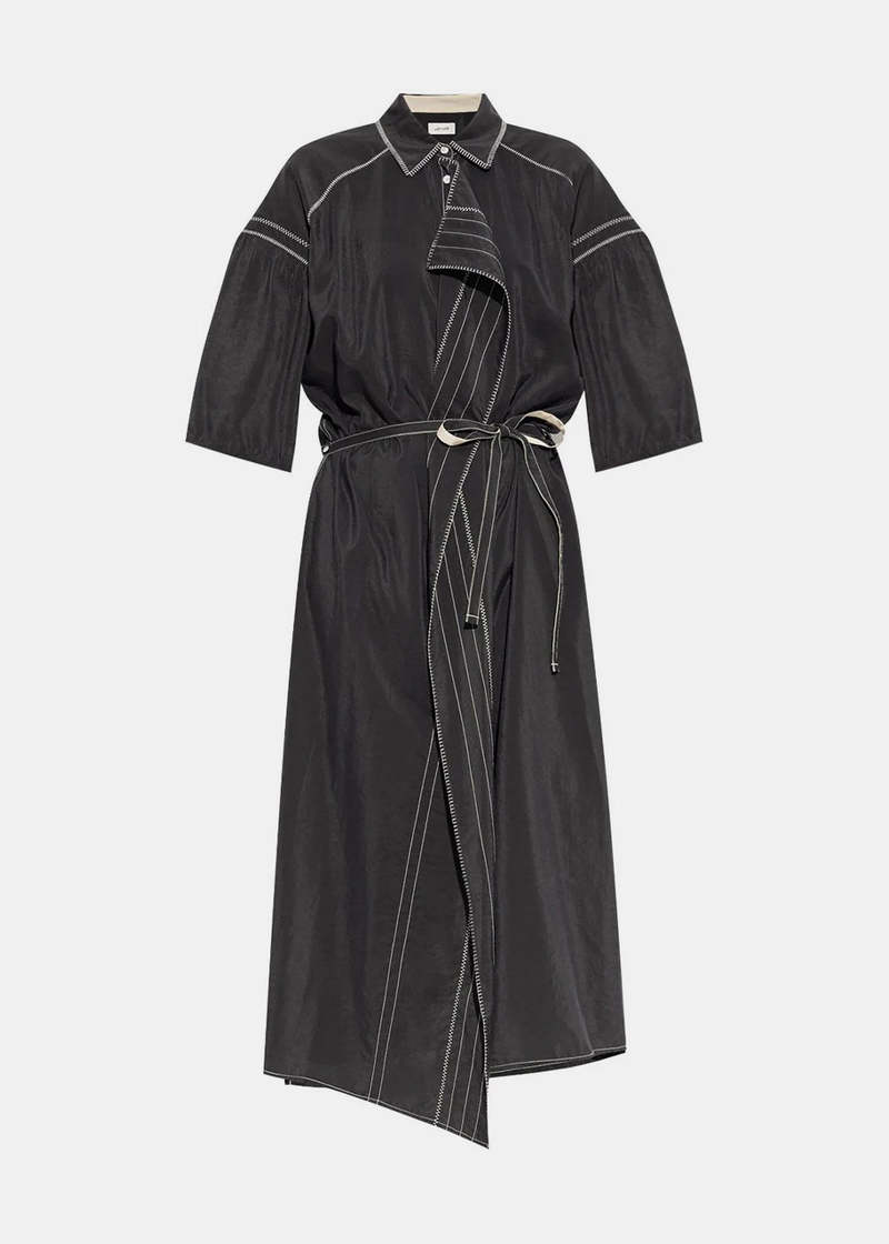 Lemaire Embroidered Asymmetrical Shirt Dress - Black