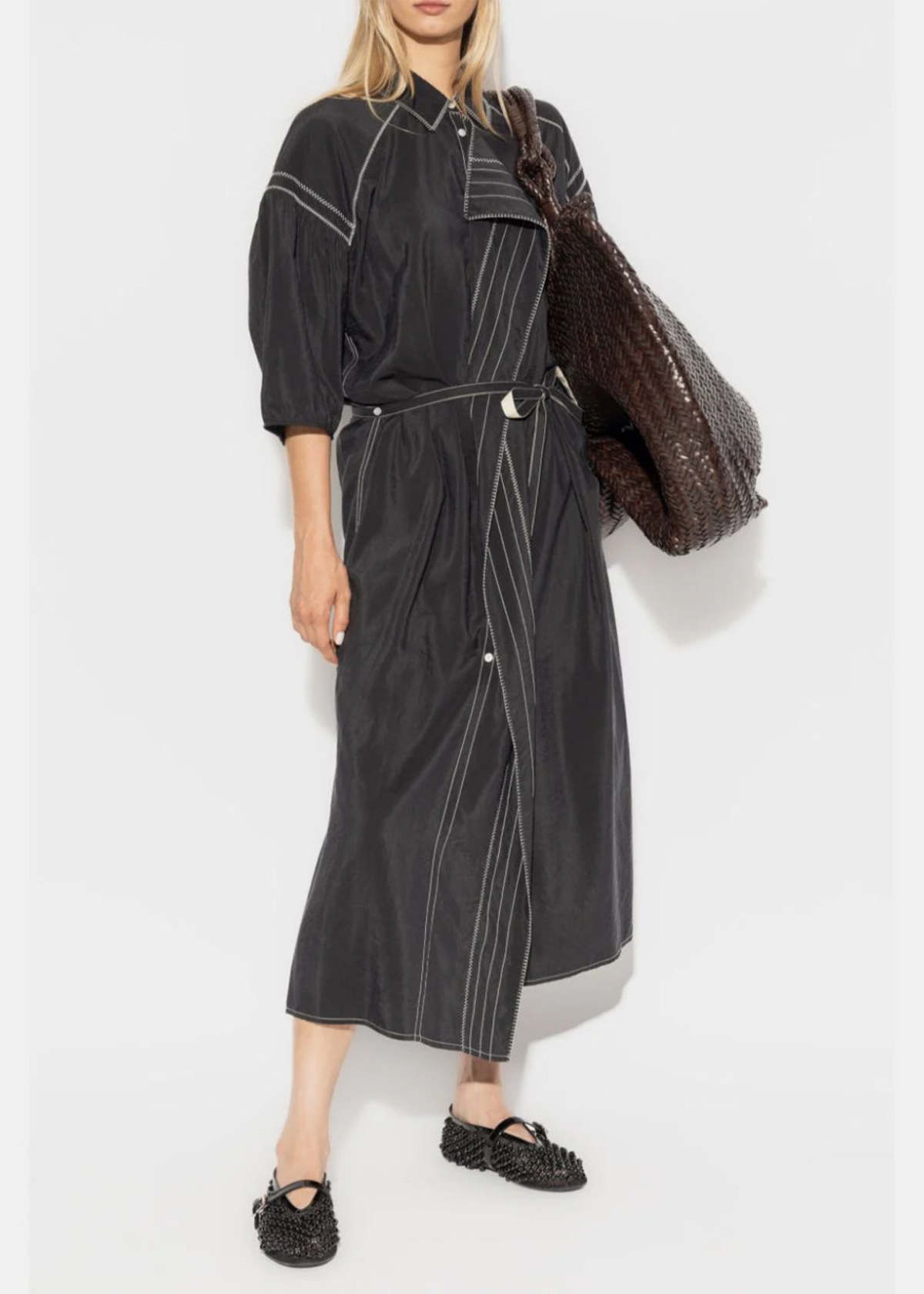 lemaire asymmetrical shirt dress Embroidered - Black Made Dresses For Prom making it a staple size:12 Off Shoulder A Line