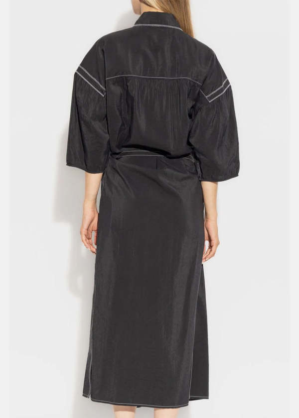 Lemaire Embroidered Asymmetrical Shirt Dress - Black | Garmentory
