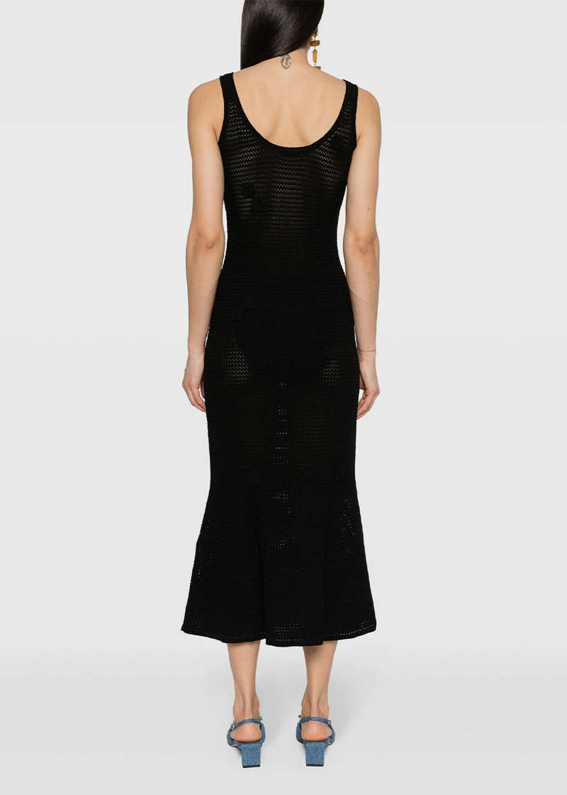 Self-Portrait Floral-appliqué Dress - Black | Garmentory