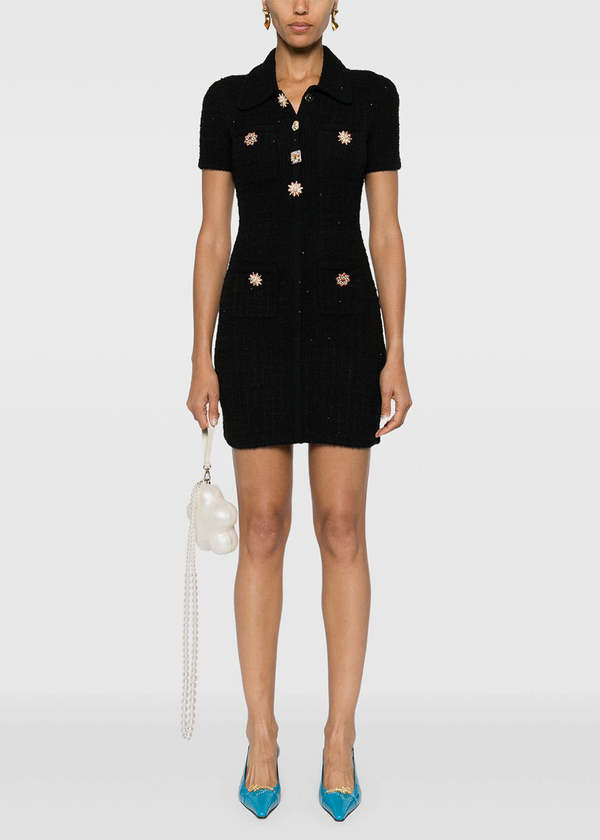 Self-Portrait Black Jewel Button Mini Dress - Black | Garmentory Self-Portrait Black Jewel Button Mini Dress - Black | Garmentory