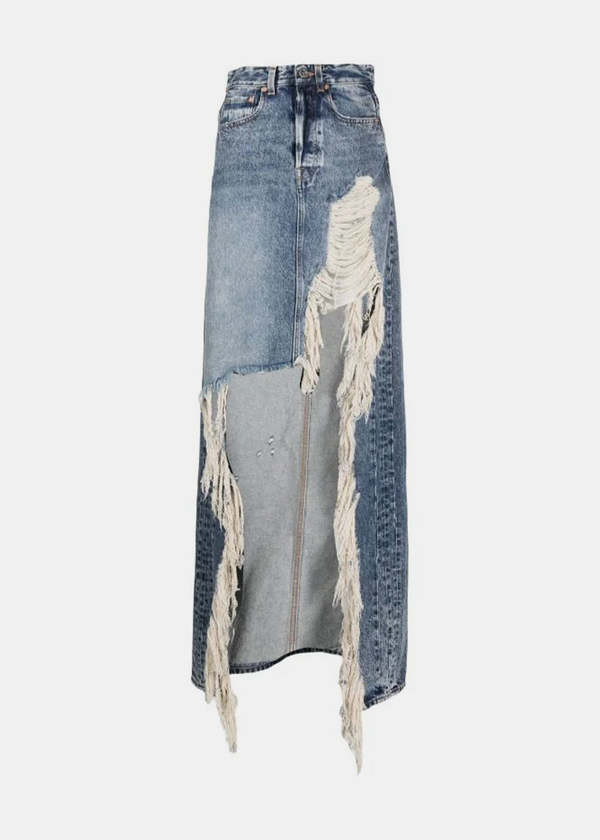 スカート VETEMENTS 'Destroyed Denim Maxi Skirt' skirt Blue Blue-Destroyed-Denim-Maxi-