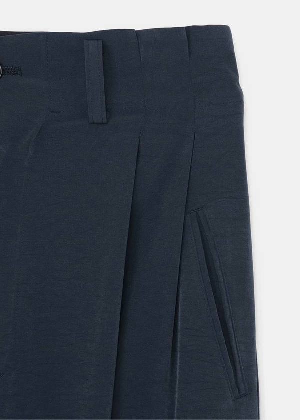 Y's Pleated High-Waisted Cargo Trousers - Blue/Grey
