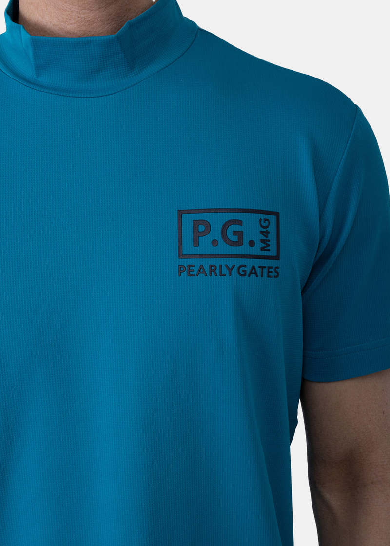 【PEARLY GATES】Men's Check Tie Collar Short Sleeve T-Shirt Genuine PEARLY GATES GOLF Mens Check Textured Collar Short