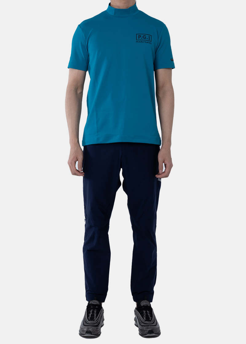 PEARLY GATES Mesh Short Sleeve High-neck T-shirt - Blue