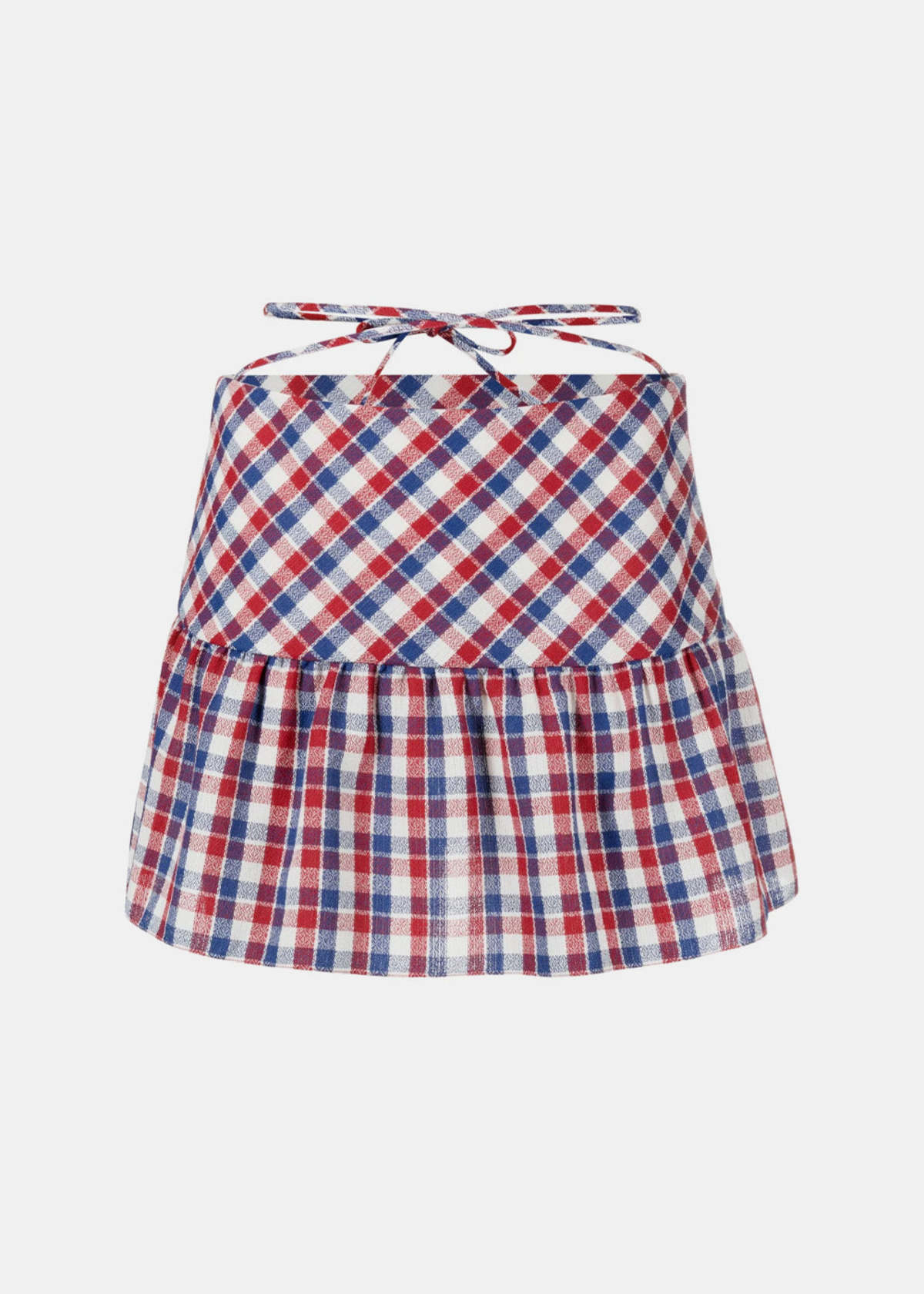 Mini checks green & blue skirt set