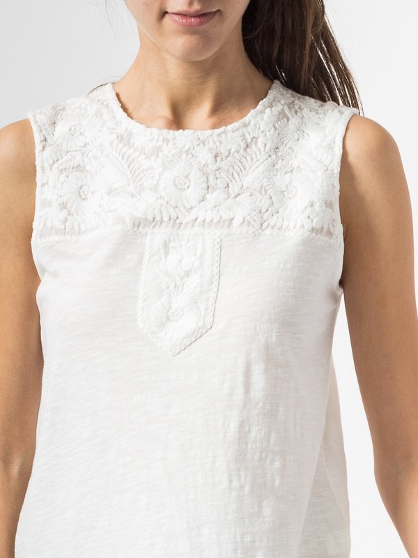 Indi & Cold Embroidered Sleeveless Top in White Indi & Cold Embroidered Sleeveless Top in White