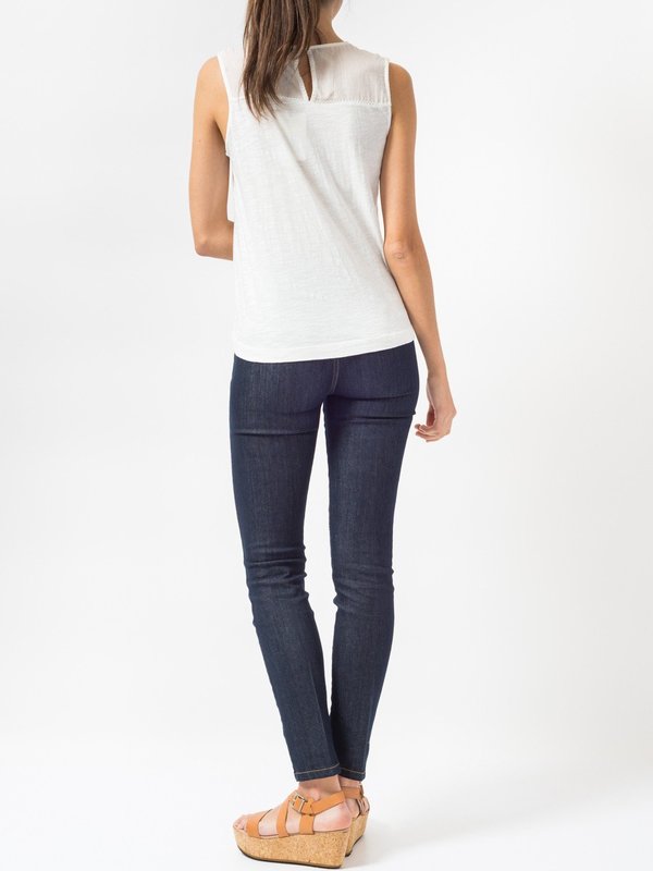 Indi & Cold Embroidered Sleeveless Top in White Indi & Cold Embroidered Sleeveless Top in White