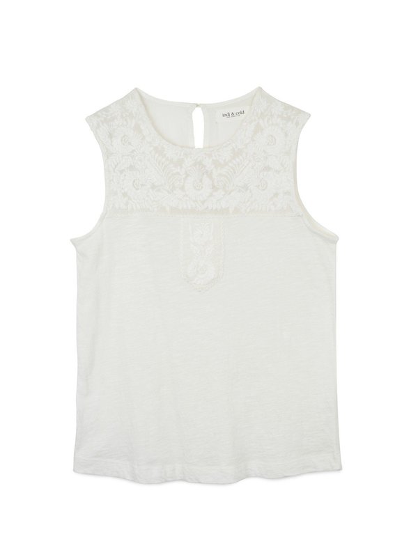 Indi & Cold Embroidered Sleeveless Top in White Indi & Cold Embroidered Sleeveless Top in White