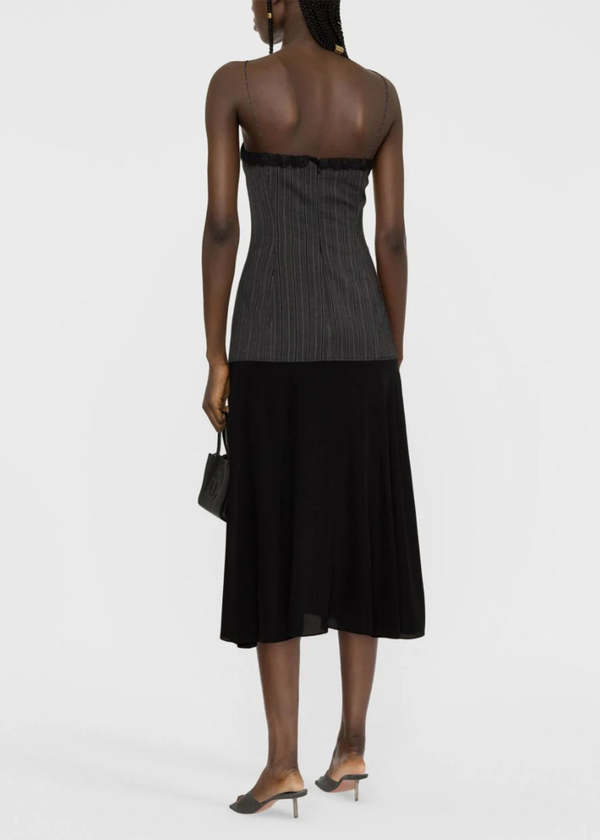 slim fit dress slacks Winter Moon Strapless Lace Trim Midi Dress Charcoal main image 1