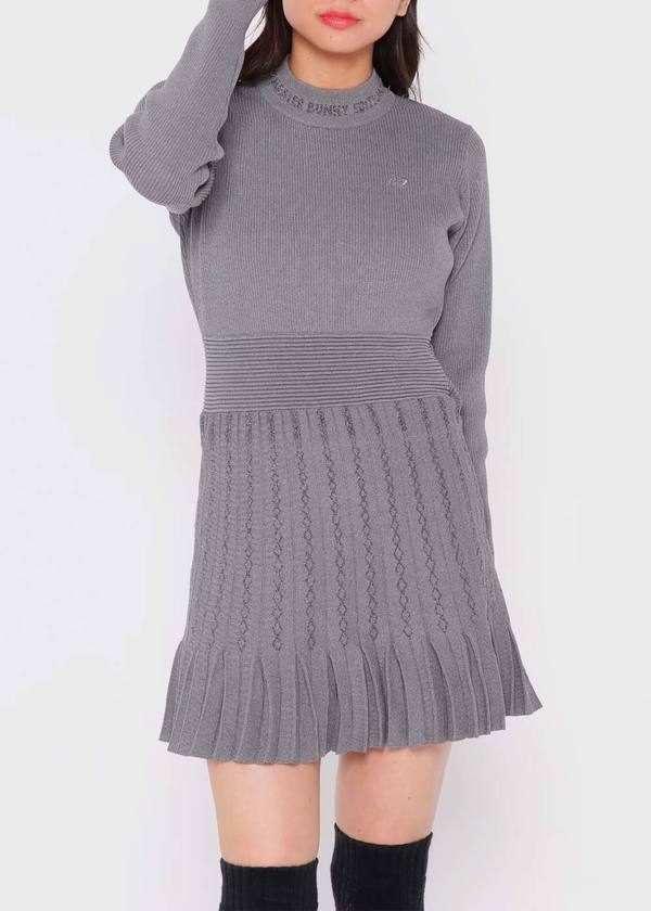 Master Bunny Edition Grey Rib/W Jacquard Mock Neck Knit Dress Charcoal