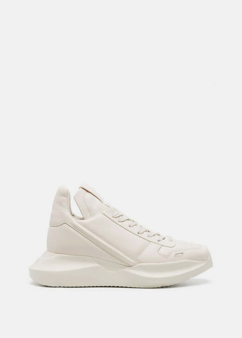 Rick Owens Geth Runner Leather Sneakers - Milk | Garmentory