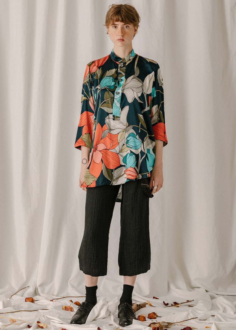 Geoffrey B. Small Modified Band Collar Baseball Shirt - Multicolor 