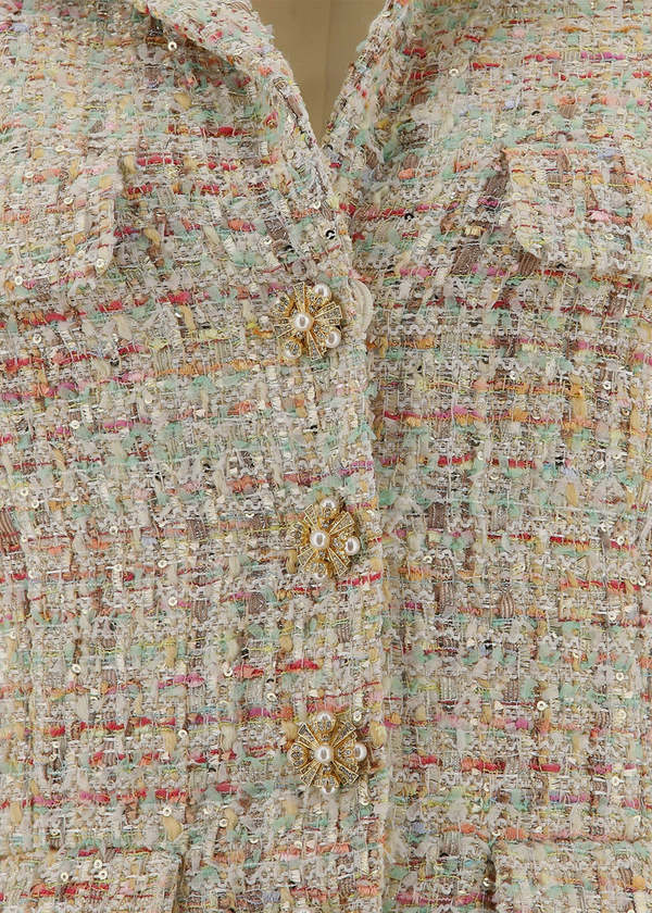 pastel boucle tailored mini dress Self-Portrait Pastel Boucle Tailored Mini Dress