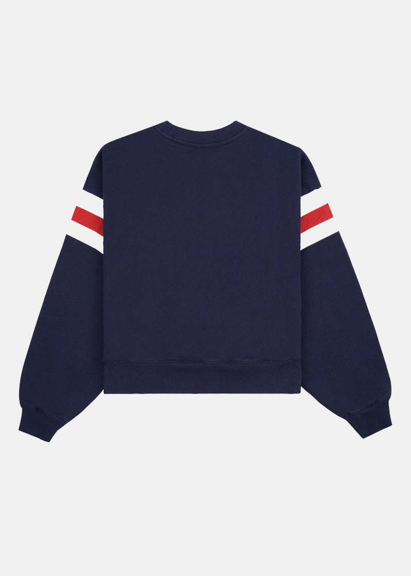 SPORTY + RICH Wellness Ivy Rugby Sweatshirt - Navy | Garmentory