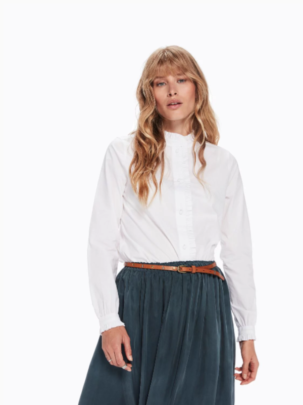 Maison Scotch Ruffle Shirt in White Maison Scotch Ruffle Shirt in White