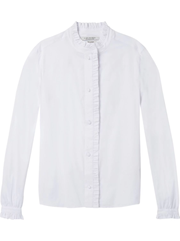 Maison Scotch Ruffle Shirt in White Maison Scotch Ruffle Shirt in White